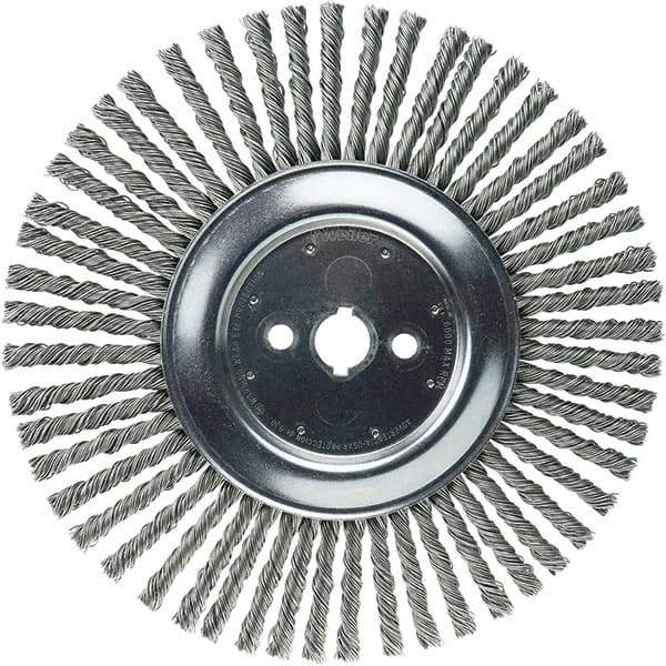 Weiler - 12" OD, 1" Arbor Hole, Stringer Bead Steel Wheel Brush - 3/8" Face Width, 2-3/4" Trim Length, 6,000 RPM - Strong Tooling