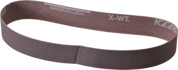 Norton - 1" Wide x 18" OAL, 120 Grit, Aluminum Oxide Abrasive Belt - Aluminum Oxide, Fine, Coated, Series R228 - Strong Tooling