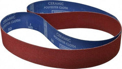 Norton - 2" Wide x 60" OAL, 50 Grit, Ceramic Abrasive Belt - Ceramic, Coarse, Coated, Y Weighted Cloth Backing, Series R981 - Strong Tooling