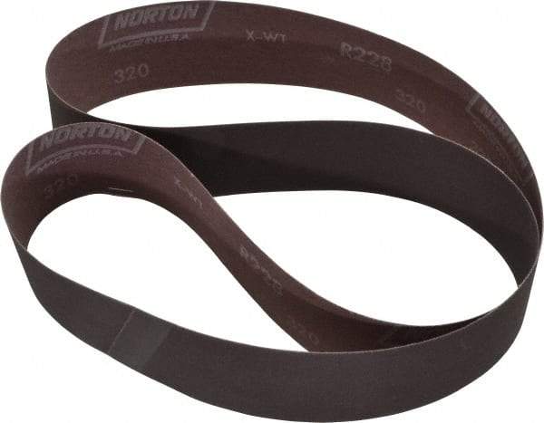 Norton - 2" Wide x 48" OAL, 320 Grit, Aluminum Oxide Abrasive Belt - Aluminum Oxide, Extra Fine, Coated, Series R228 - Strong Tooling