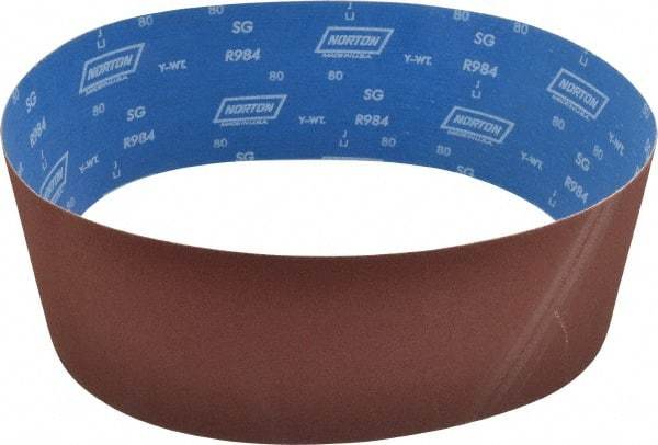 Norton - 6" Wide x 48" OAL, 80 Grit, Ceramic Abrasive Belt - Ceramic, Medium, Coated, Y Weighted Cloth Backing, Series R984 - Strong Tooling
