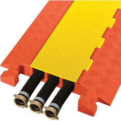 Checkers - 3 Channel, 3-1/4' Long, Yellow/Organge Polyurethane On Floor Cable Cover - Strong Tooling