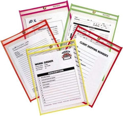 C-LINE - 10 Piece Neon Orange, Green, Red, Yellow & Pink Stitched Shop Ticket Holder - 12" High x 9" Wide - Strong Tooling