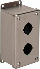 nVent Hoffman - 2 Hole, 1.2 Inch Hole Diameter, Stainless Steel Pushbutton Switch Enclosure - 6-3/4 Inch High x 3.47 Inch Wide x 2-3/4 Inch Deep, 12, 13, 4X NEMA Rated - Strong Tooling