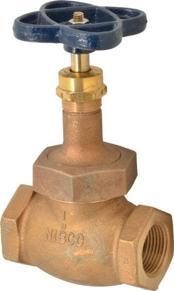 NIBCO - 1" Pipe, Threaded Ends, Bronze Integral Globe Valve - PTFE Disc, Screw-In Bonnet, 200 psi WOG, 125 psi WSP, Class 125 - Strong Tooling