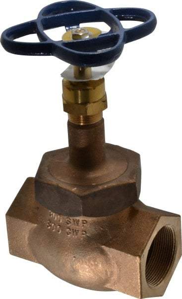 NIBCO - 2" Pipe, Threaded Ends, Bronze Integral Globe Valve - Bronze Disc, Union Bonnet, 600 psi WOG, 300 psi WSP, Class 300 - Strong Tooling