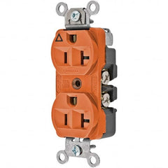 Hubbell Wiring Device-Kellems - 125V 20A NEMA 5-20R Commercial Grade Orange Straight Blade Duplex Receptacle - Strong Tooling