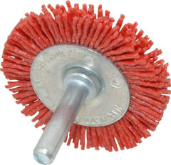 Value Collection - 2" OD, 1/4" Shank Diam, Crimped Nylon Wheel Brush - 1/4" Face Width, 5/16" Trim Length, 4,500 RPM - Strong Tooling