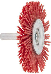 Value Collection - 2-3/8" OD, 1/4" Shank Diam, Crimped Nylon Wheel Brush - 1/4" Face Width, 5/16" Trim Length, 4,500 RPM - Strong Tooling