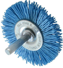 Value Collection - 2-3/8" OD, 1/4" Shank Diam, Crimped Nylon Wheel Brush - 1/4" Face Width, 5/16" Trim Length, 4,500 RPM - Strong Tooling