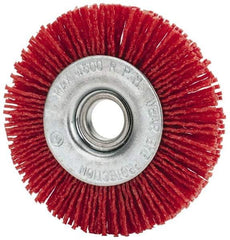 Value Collection - 3" OD, 1/2" Shank Diam, 1/2" Arbor Hole, Crimped Nylon Wheel Brush - 3/8" Face Width, 5/16" Trim Length, 4,500 RPM - Strong Tooling