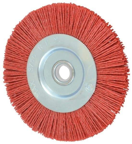 Value Collection - 5" OD, 5/8" Shank Diam, 5/8" Arbor Hole, Crimped Nylon Wheel Brush - 5/16" Face Width, 5/16" Trim Length, 3,750 RPM - Strong Tooling