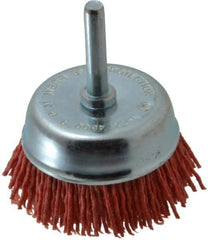 Value Collection - 2" Diam, 1/4" Hole Size Straight Wire Nylon Cup Brush - Coarse Grade, 4,500 Max RPM - Strong Tooling