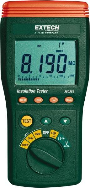 Extech - Digital LCD Display, 10,000 Megohm Electrical Insulation Resistance Tester & Megohmmeter - 1,000 VAC Max Test Voltage, Powered by 1.5V AA Battery - Strong Tooling