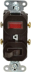 Pass & Seymour - 1 Pole, 120/125 VAC, 15 Amp, Flush Mounted, Ungrounded, Tamper Resistant Combination Switch with Pilot Light - NonNEMA Configuration, 1 Switch, Side Wiring, UL Listed 20 498 Standard - Strong Tooling