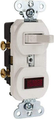 Pass & Seymour - 1 Pole, 120/125 VAC, 15 Amp, Flush Mounted, Ungrounded, Tamper Resistant Combination Switch with Pilot Light - NonNEMA Configuration, 1 Switch, Side Wiring, UL Listed 20 498 Standard - Strong Tooling