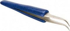 Aven - 4-1/2" OAL 7-SA Ergonomic Cushion Grip Tweezers - Curved, Super-Fine, Pointed Tips - Strong Tooling