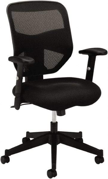 Basyx - 41-1/2" High High Back Chair - 29" Wide x 36" Deep, Padded Mesh Seat, Black - Strong Tooling