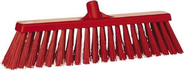 Vikan - 20" Heavy Duty Synthetic Push Broom - 4.3" Bristle Length, Plastic Block, European Threaded Handle Connection - Strong Tooling