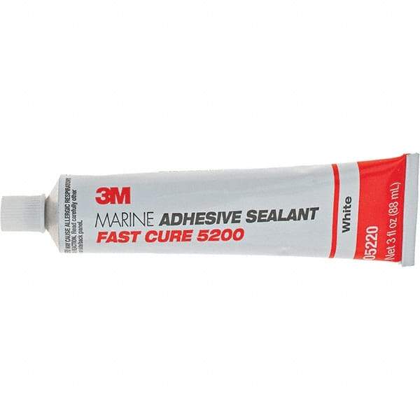 3M - 3 oz Tube White Polyurethane Marine Adhesive Sealant - 190°F Max Operating Temp, 60 min Tack Free Dry Time - Strong Tooling