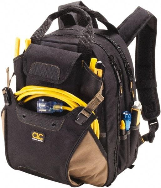 CLC - 44 Pocket Black & Khaki Polyester Backpack Tool Bag - 13" Wide x 7-1/2" Deep x 16" High - Strong Tooling