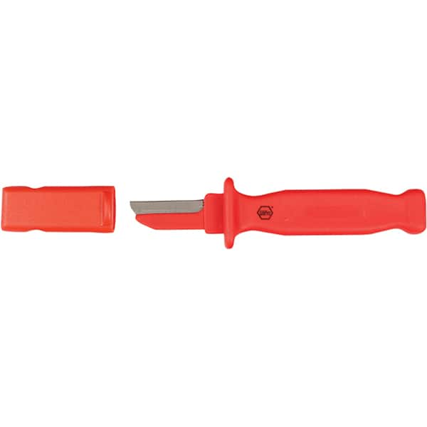 Wiha - Fixed Safety Utility Knife - 2" Blade, Red Plastic Handle, 1 Blade Included - Strong Tooling