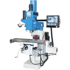 Summit - 11" Table Width x 52" Table Length, Variable Speed Pulley Control, 3 Phase Knee Milling Machine - CAT40 Spindle Taper, 5 hp - Strong Tooling