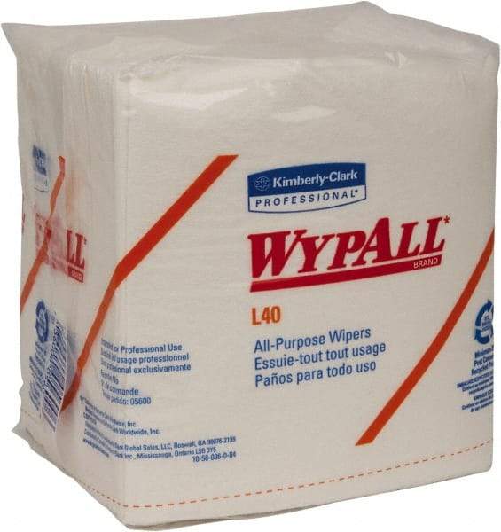 WypAll - L40 1/4 Fold General Purpose Wipes - Poly Pack, 13" x 12-1/2" Sheet Size, White - Strong Tooling