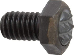 Fairlane - Serrated Tooth, 5/16-18, 1/2" Shank Length, 1/2" Thread Length, Black Oxide Finish, Hex Head, Adjustable Positioning Gripper - 3/8" Pad Diam, 1/2" Hex, 1/4" Head Height, Fine Tooth Grade - Strong Tooling