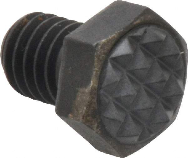 Fairlane - Serrated Tooth, 3/8-16, 1/2" Shank Length, 1/2" Thread Length, Black Oxide Finish, Hex Head, Adjustable Positioning Gripper - 1/2" Pad Diam, 9/16" Hex, 9/32" Head Height, Fine Tooth Grade - Strong Tooling