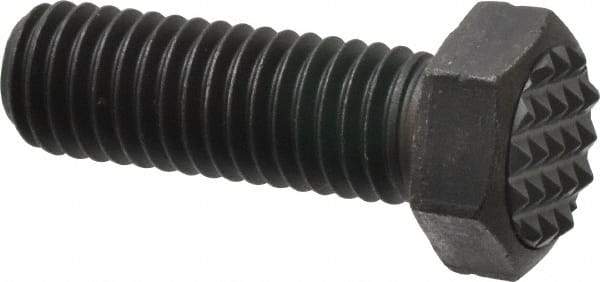 Fairlane - Serrated Tooth, 1/2-13, 1-1/2" Shank Length, 1-1/2" Thread Length, Black Oxide Finish, Hex Head, Adjustable Positioning Gripper - 5/8" Pad Diam, 3/4" Hex, 23/64" Head Height, Fine Tooth Grade - Strong Tooling