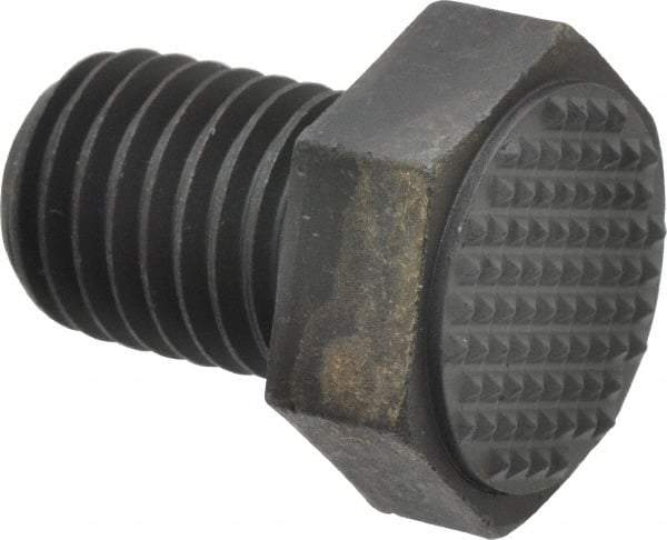 Fairlane - Serrated Tooth, 3/4-10, 1" Shank Length, 1" Thread Length, Black Oxide Finish, Hex Head, Adjustable Positioning Gripper - 1" Pad Diam, 1-1/8" Hex, 1/2" Head Height, Extra Fine Tooth Grade - Strong Tooling