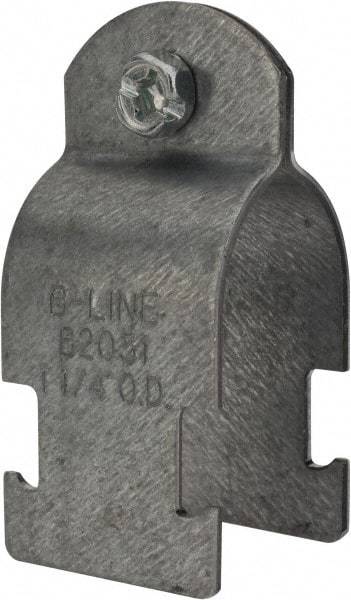 Cooper B-Line - 1-1/4" Pipe, 14 Gauge, Grade ASTM A1011," Pipe or Conduit Clamp - Zinc Plated, 600 Lb Capacity, All Conduit - Strong Tooling