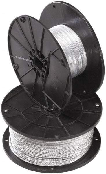 Cooper B-Line - 500' Long, 3/32" Diam, Steel Wire Rope - 184 Lb Breaking Strength, 7 x 7 Strand - Strong Tooling