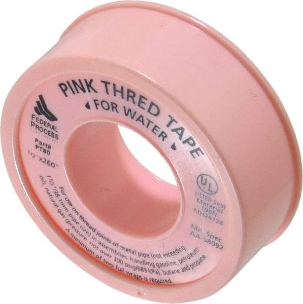 Federal Process - 1/2" Wide x 260" Long General Purpose Pipe Repair Tape - 3.7 mil Thick, -450 to 550°F, Pink - Strong Tooling