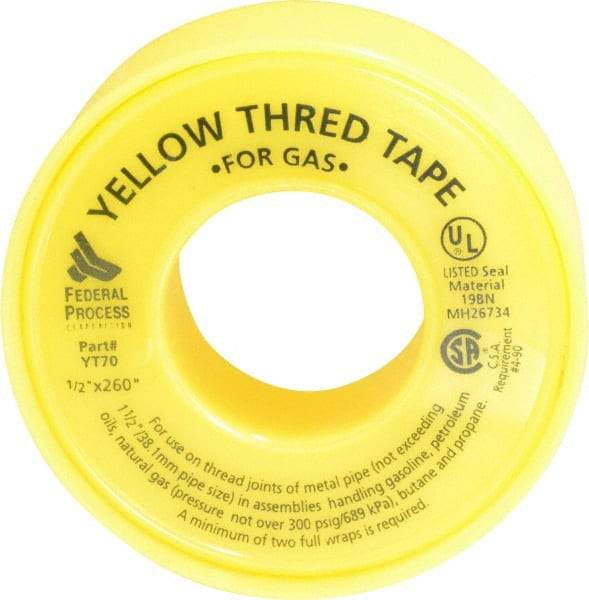 Federal Process - 1/2" Wide x 260" Long Gas Pipe Repair Tape - 3.8 mil Thick, -450 to 550°F, Yellow - Strong Tooling