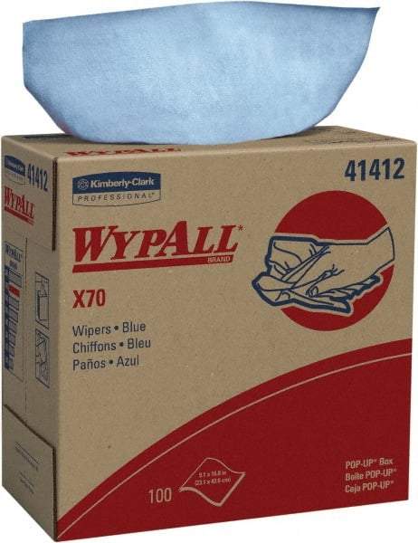 WypAll - X70 Reusable Shop Towel/Industrial Wipes - Pop-Up, 16-3/4" x 9" Sheet Size, Blue - Strong Tooling