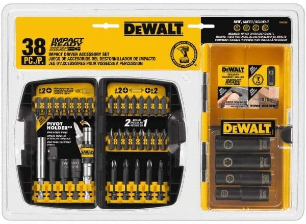 DeWALT - 38 Piece, Impact Ready Accessory Set - 1/4" Hex Shank, 3/8" Sockets Drive - Strong Tooling