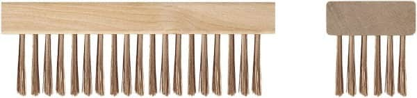 Ampco - 19 Rows x 6 Columns Bronze Scratch Brush - 7-1/4" OAL, 1-3/4" Trim Length, Wood Straight Handle - Strong Tooling