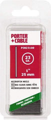 Porter-Cable - 23 Gauge 1" Long Pin Nails for Power Nailers - Steel, Galvanized Finish, Straight Stick Collation, Chisel Point - Strong Tooling