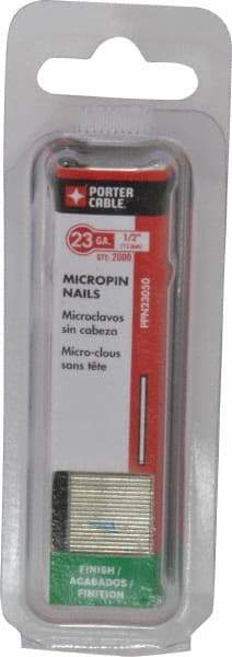 Porter-Cable - 23 Gauge 1/2" Long Pin Nails for Power Nailers - Steel, Galvanized Finish, Straight Stick Collation, Chisel Point - Strong Tooling