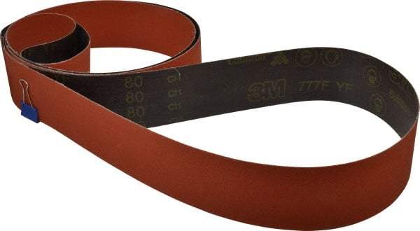 3M - 3" Wide x 132" OAL, 80 Grit, Ceramic Abrasive Belt - Ceramic, Medium, Coated, YF Weighted Cloth Backing, Wet/Dry, Series 777F - Strong Tooling