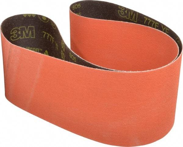 3M - 6" Wide x 60" OAL, 60 Grit, Ceramic Abrasive Belt - Ceramic, Medium, Coated, YF Weighted Cloth Backing, Wet/Dry, Series 777F - Strong Tooling