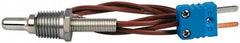 Thermo Electric - 0 to 700°F, T Pipe Plug, Thermocouple Probe - 5 Ft. Cable Length, Mini Connector, 1/2 Inch Probe Sheath Length, 6 Sec Response Time - Strong Tooling