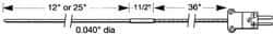 Thermo Electric - 0 to 1800°F, E Flexible, Thermocouple Probe - 3 Ft. Cable Length, Stripped Ends, 12 Inch Probe Sheath Length, 3 Sec Response Time - Strong Tooling