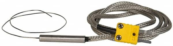 Thermo Electric - 0 to 2012°F, K Flexible, Thermocouple Probe - 3 Ft. Cable Length, Mini Connector, 12 Inch Probe Sheath Length, 4 Sec Response Time - Strong Tooling