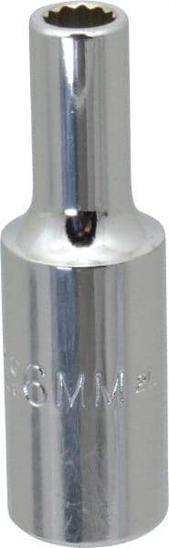 Proto - 3/8" Drive, Deep Hand Socket - 12 Points, 2-1/8" OAL, Chrome Vanadium, Chrome Finish - Strong Tooling