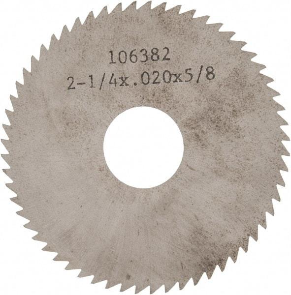 Made in USA - 2-1/4" Diam x 0.02" Blade Thickness x 5/8" Arbor Hole Diam, 60 Tooth Slitting and Slotting Saw - Arbor Connection, Solid Carbide, Concave Ground - Strong Tooling