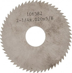 Made in USA - 2-1/4" Diam x 0.02" Blade Thickness x 5/8" Arbor Hole Diam, 60 Tooth Slitting and Slotting Saw - Arbor Connection, Solid Carbide, Concave Ground - Strong Tooling