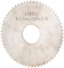 Made in USA - 2-1/4" Diam x 0.025" Blade Thickness x 5/8" Arbor Hole Diam, 60 Tooth Slitting and Slotting Saw - Arbor Connection, Solid Carbide, Concave Ground - Strong Tooling